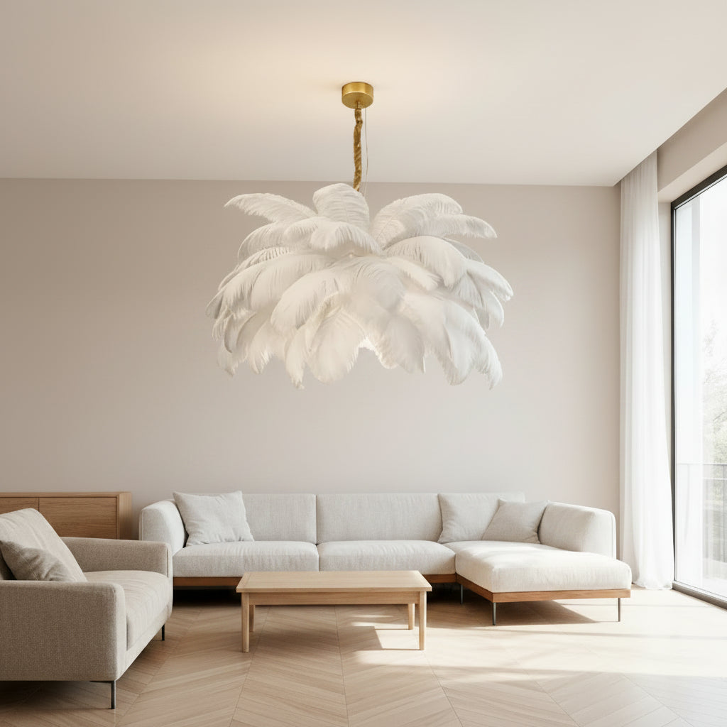 Feather LED Pendant Chandelier — Nordic Luxury