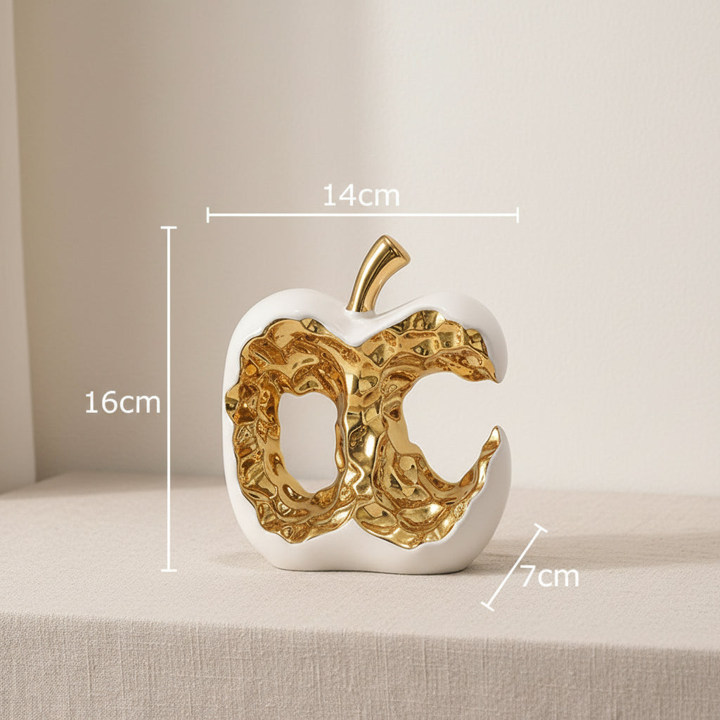 Gold-Plated Apple Ceramic Sculpture
