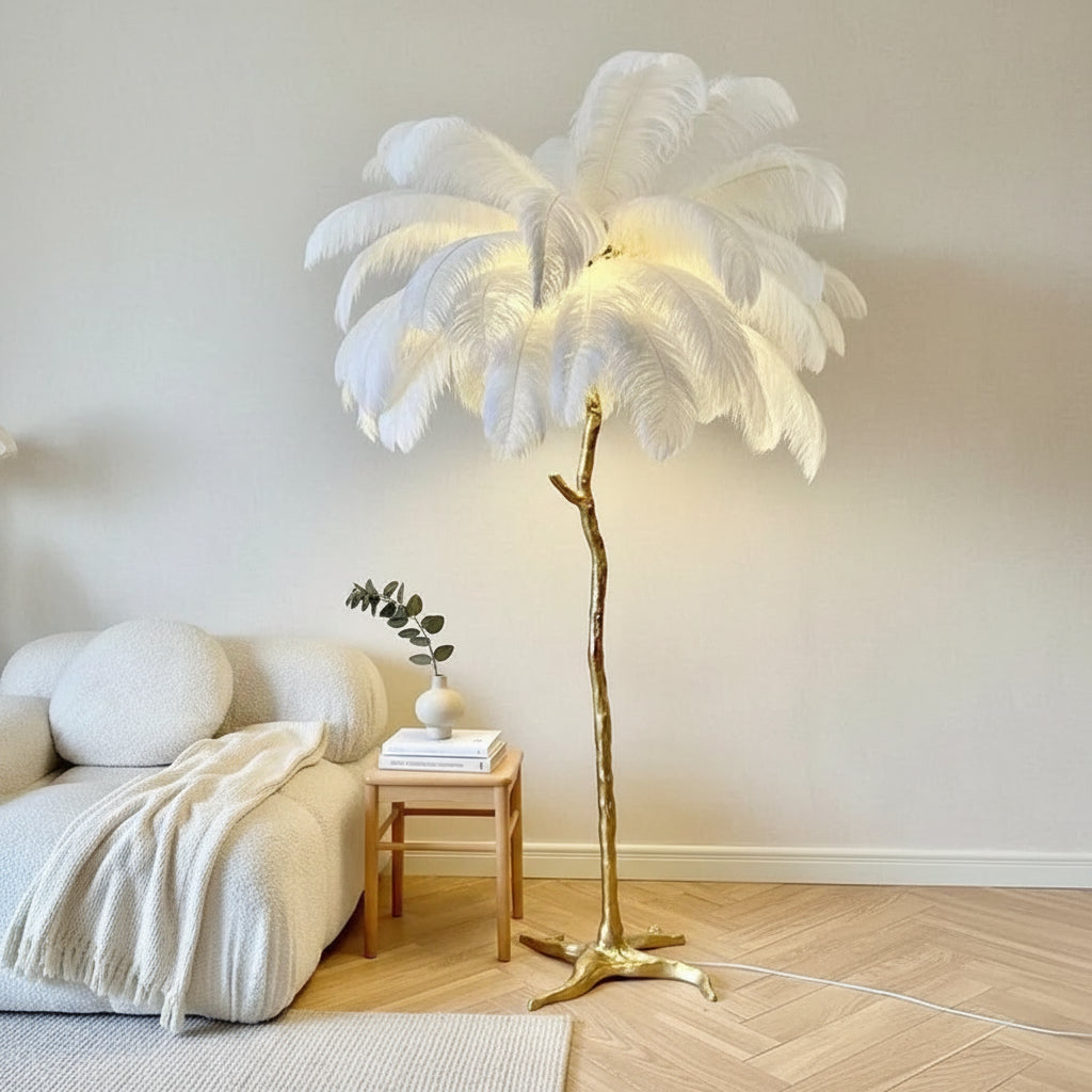 Ostrich Feather Floor Lamp — Nordic Luxury