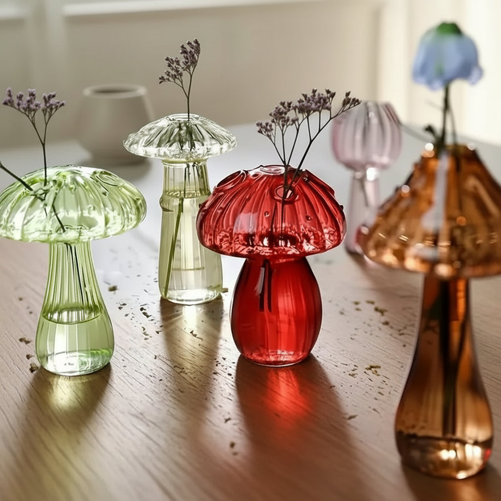 Glass Mushroom Vase — Nordic Style