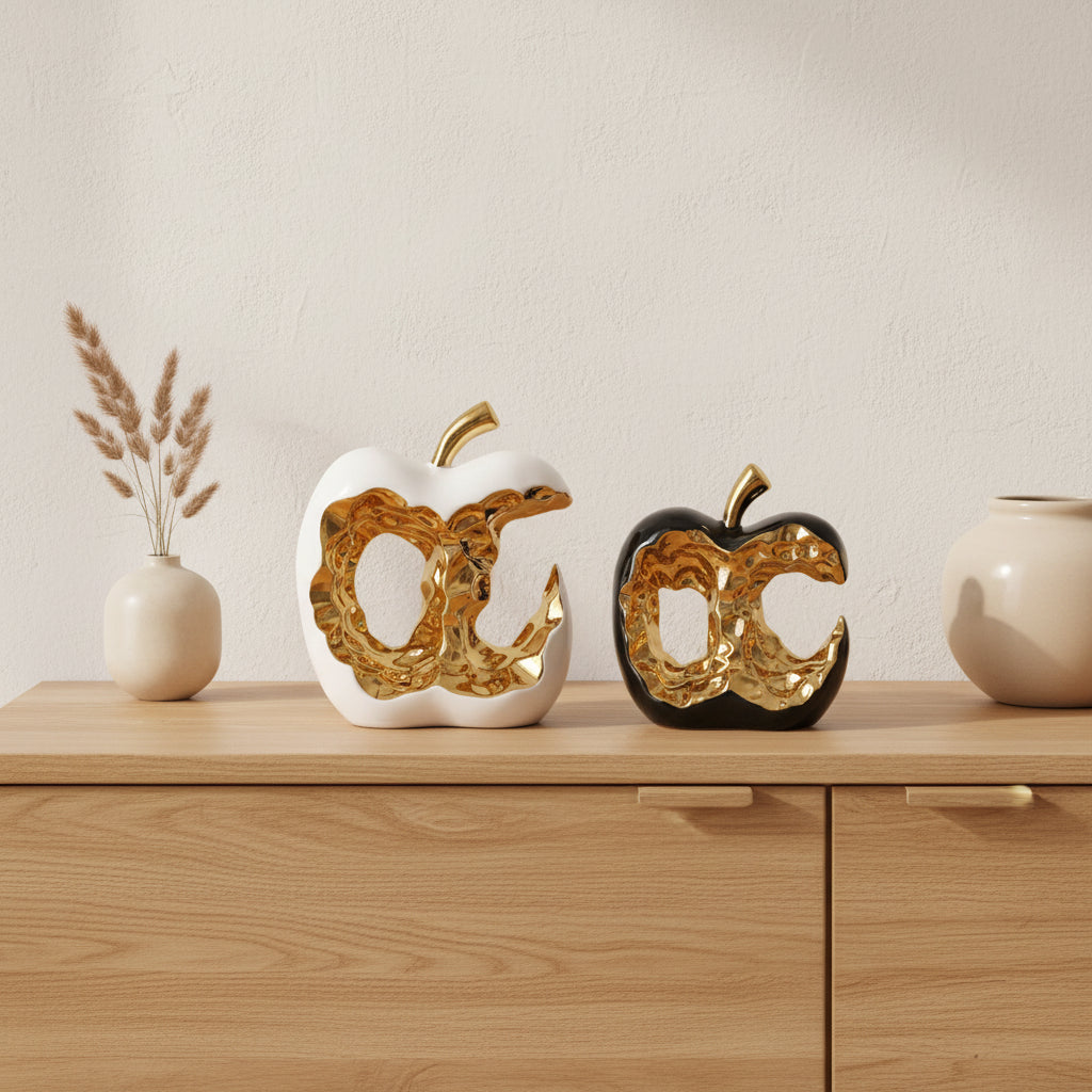 Gold-Plated Apple Ceramic Sculpture