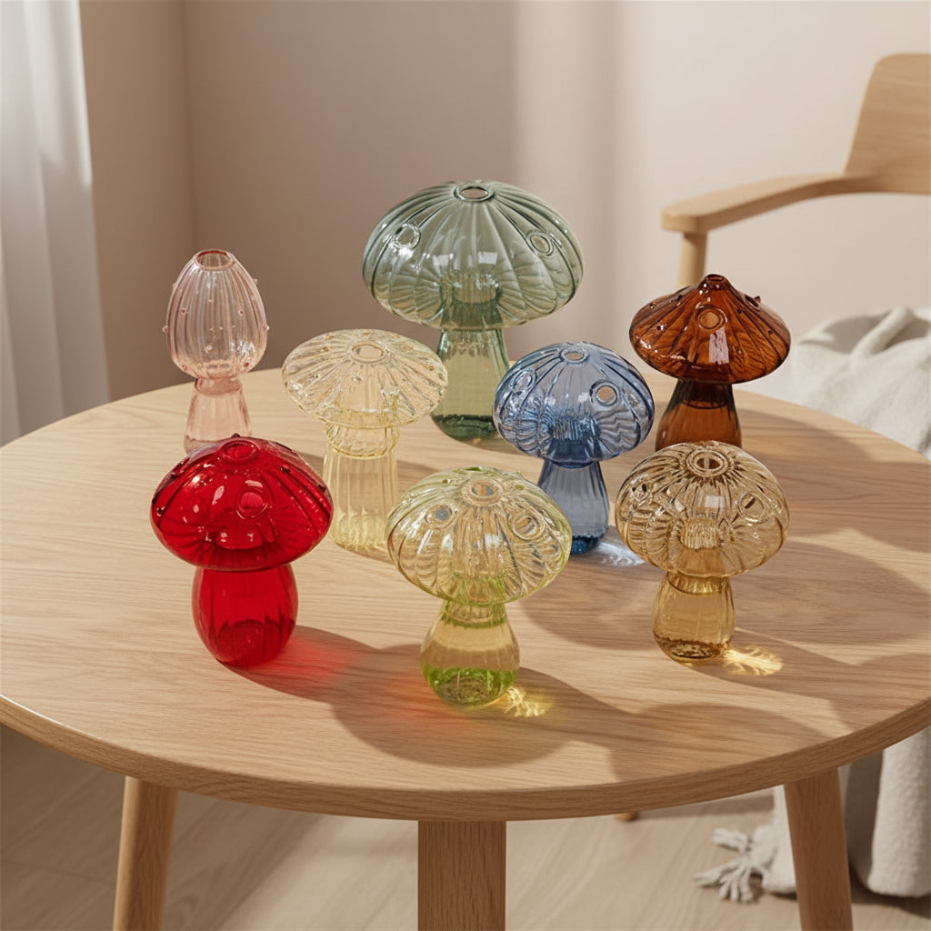 Glass Mushroom Vase — Nordic Style