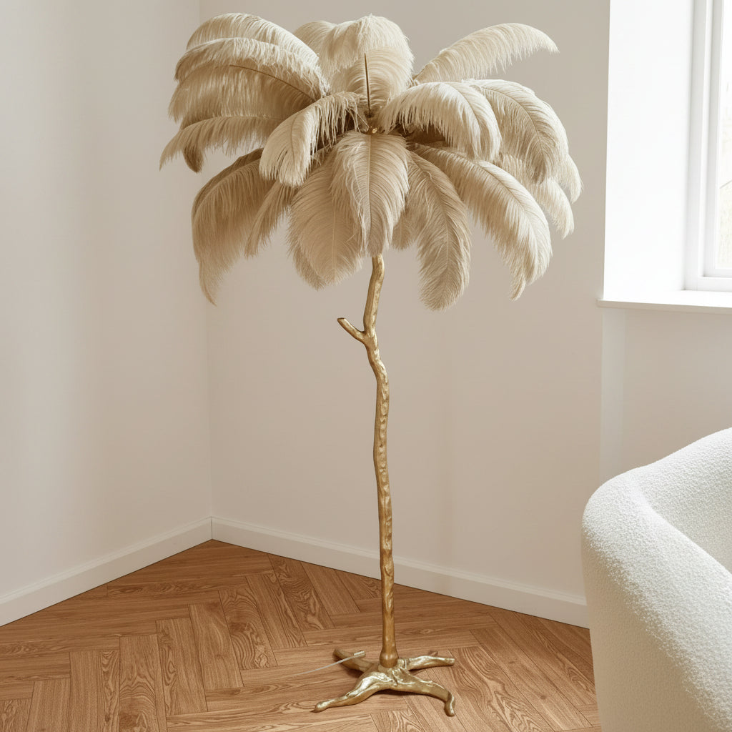 Ostrich Feather Floor Lamp — Nordic Luxury