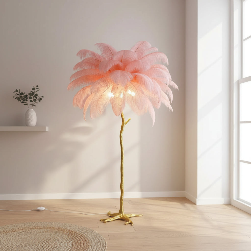 Ostrich Feather Floor Lamp — Nordic Luxury
