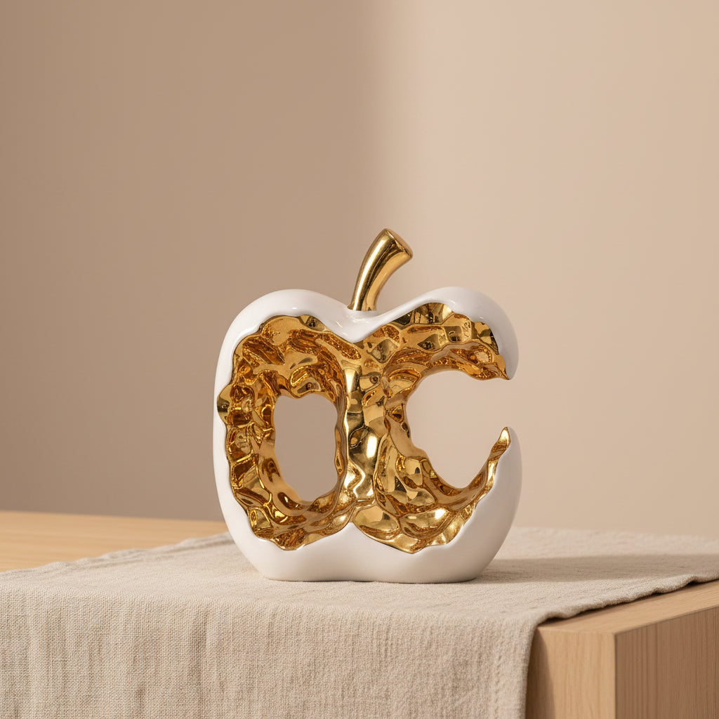 Gold-Plated Apple Ceramic Sculpture