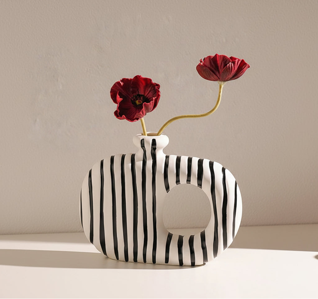 Zebra Stripe Ceramic Vase