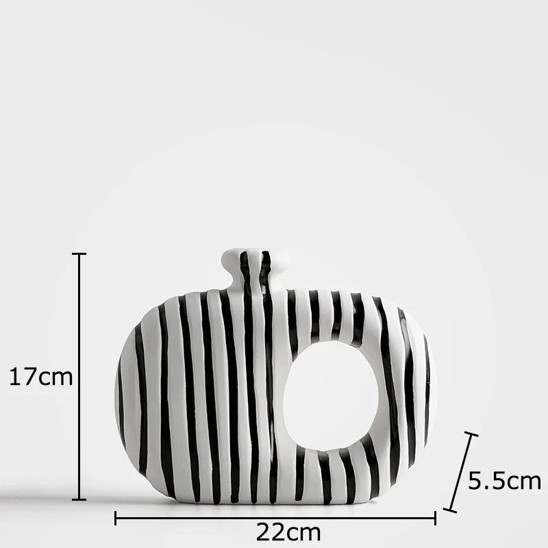 Zebra Stripe Ceramic Vase