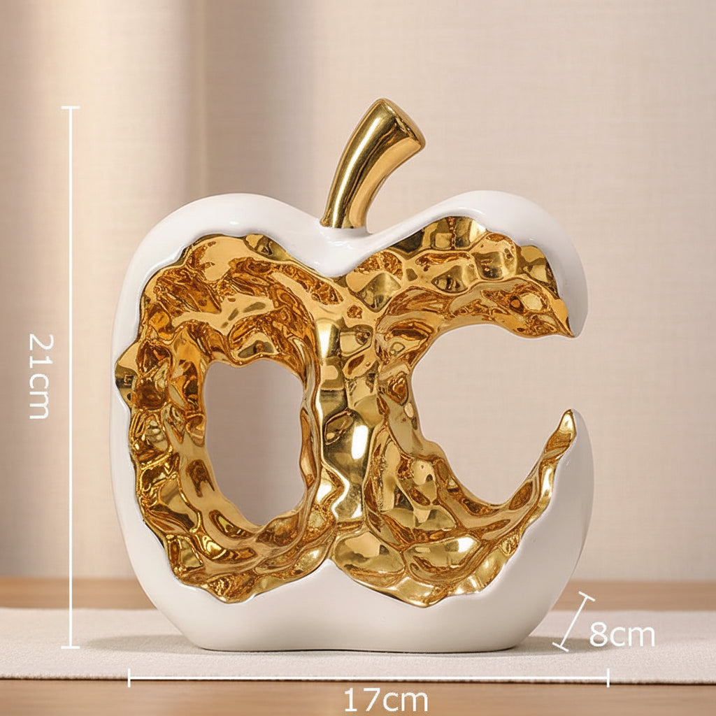 Gold-Plated Apple Ceramic Sculpture