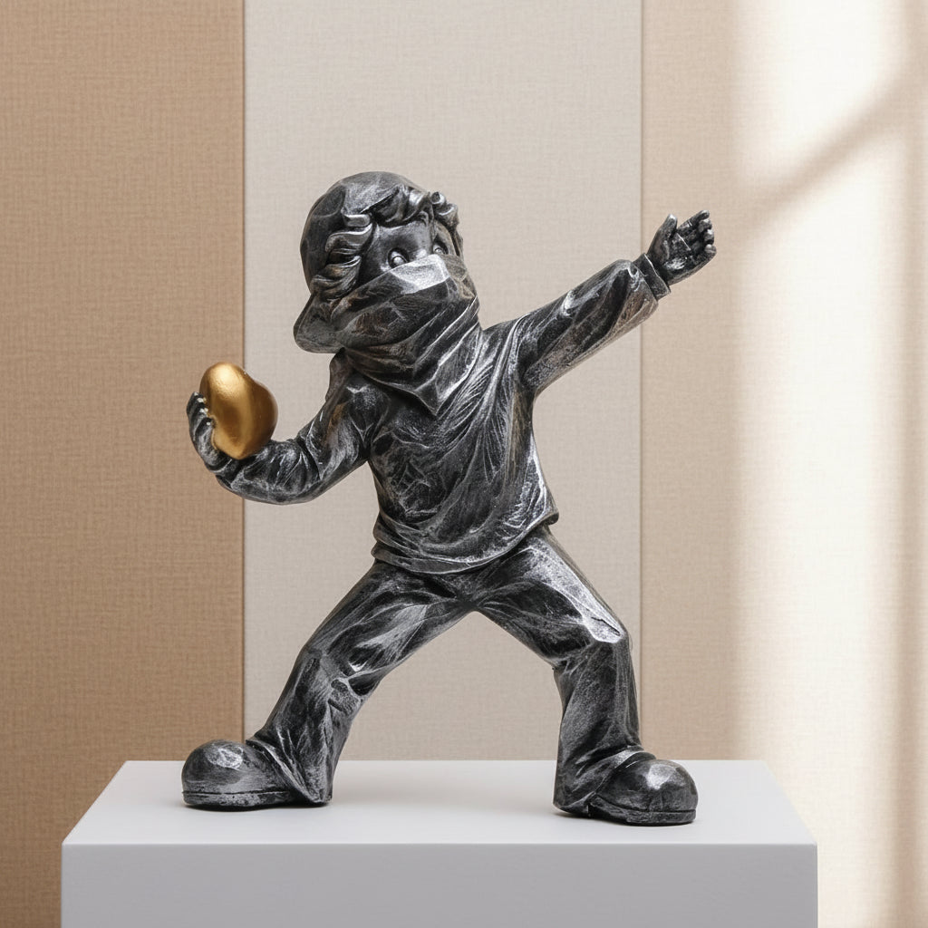 Banksy Stone Thrower Resin Sculpture