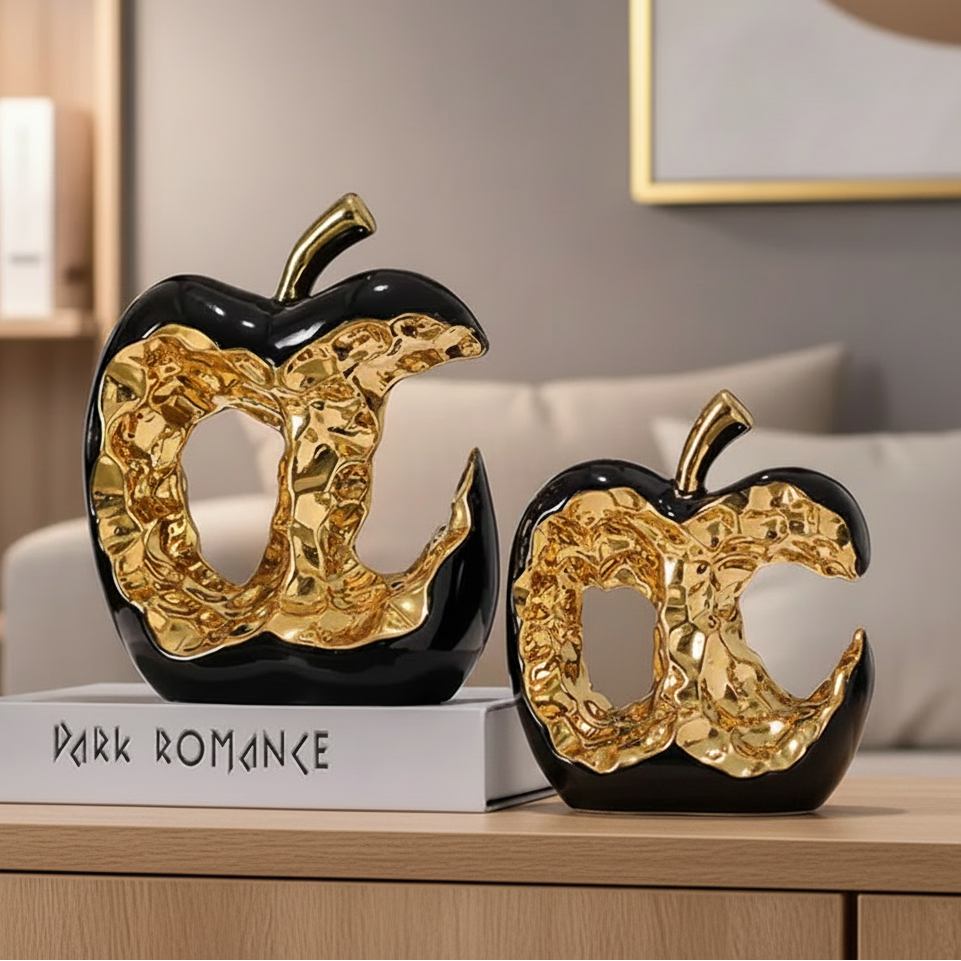 Gold-Plated Apple Ceramic Sculpture