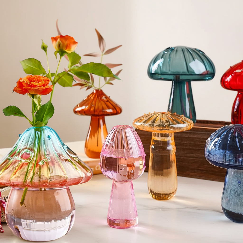Glass Mushroom Vase — Nordic Style