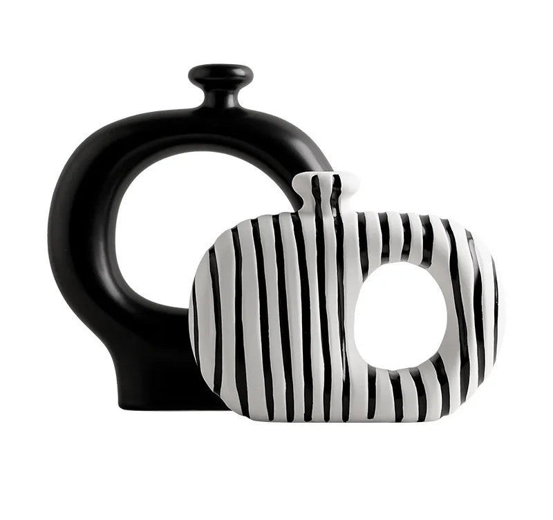 Zebra Stripe Ceramic Vase