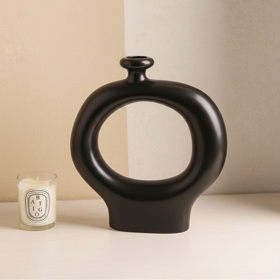 Zebra Stripe Ceramic Vase