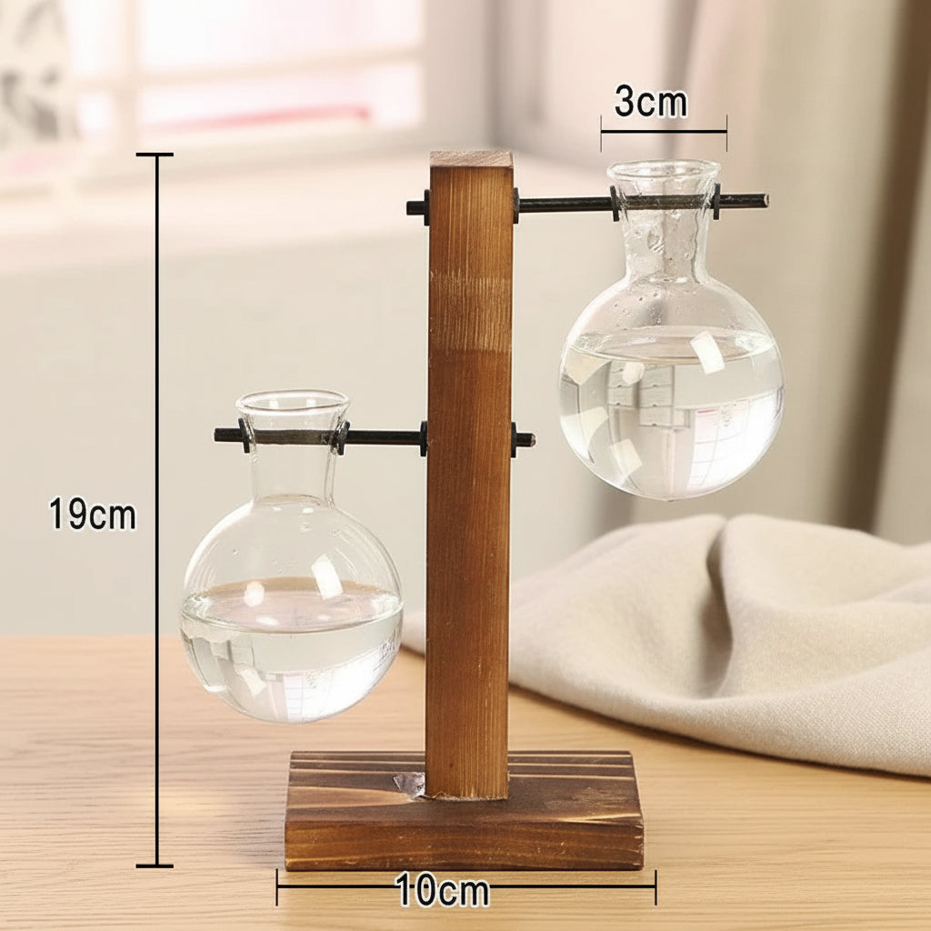 Wooden Frame Glass Terrarium Vase