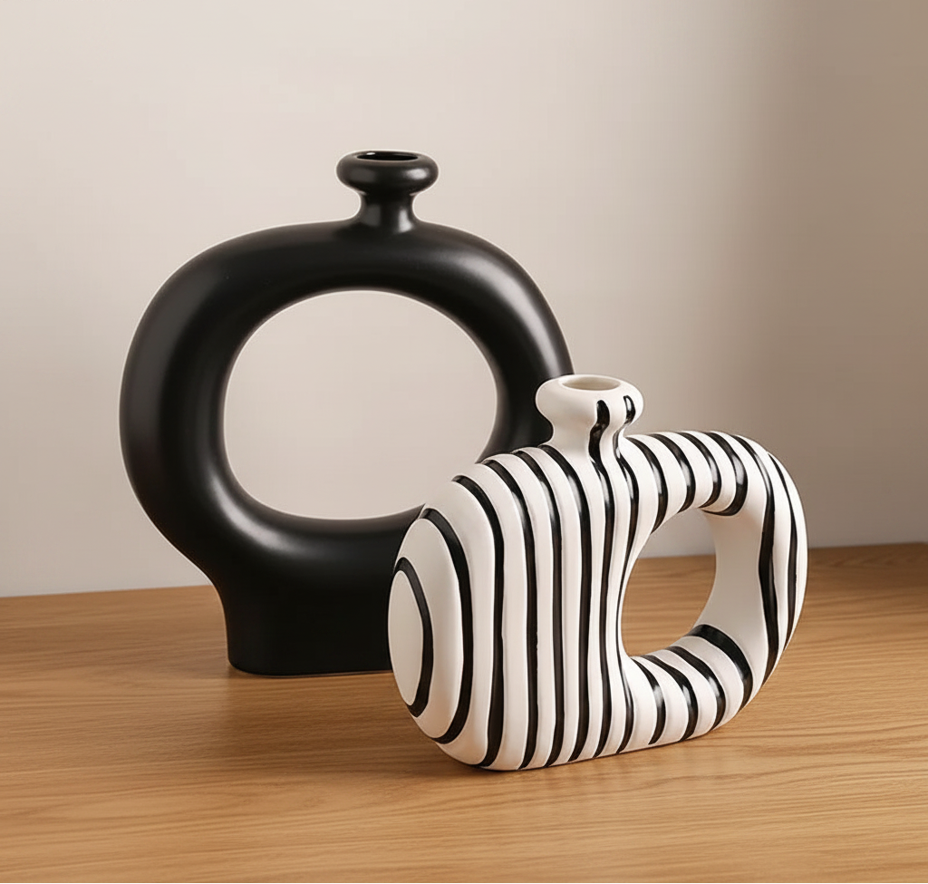 Zebra Stripe Ceramic Vase