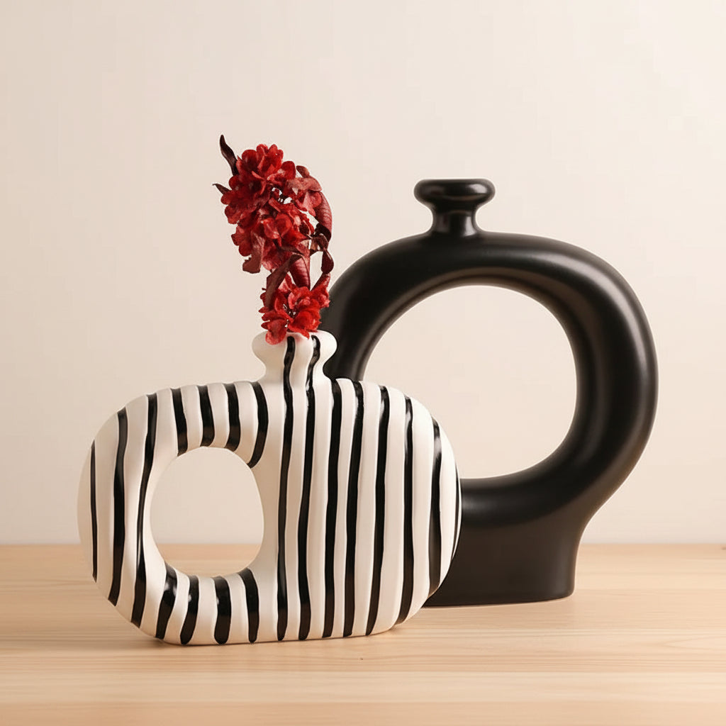 Zebra Stripe Ceramic Vase