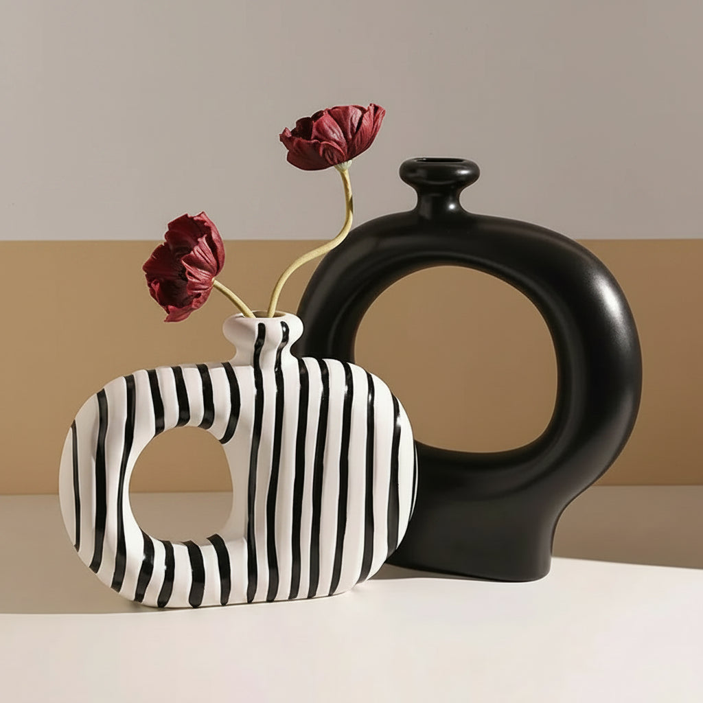 Zebra Stripe Ceramic Vase