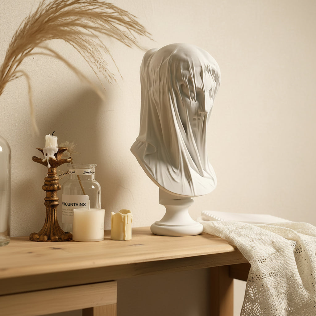 Veiled Lady Bust Sculpture