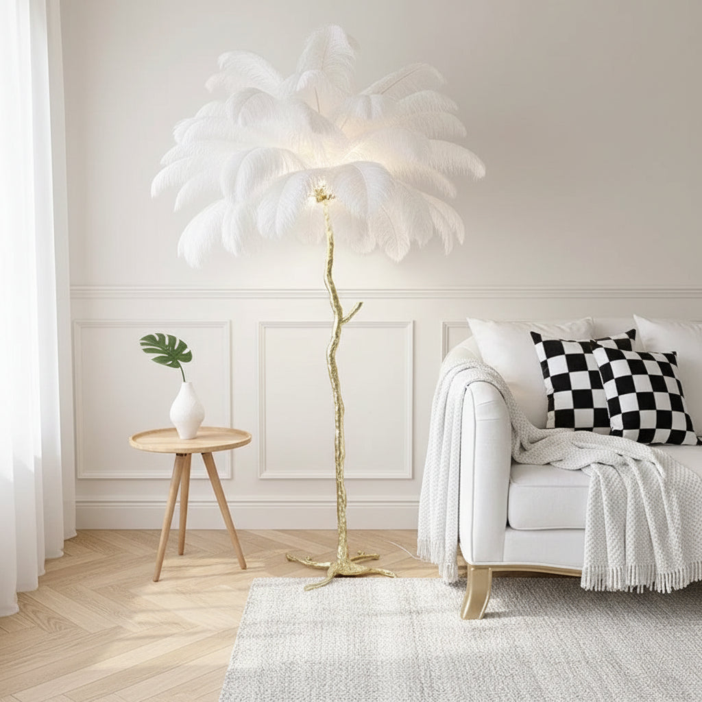 Ostrich Feather Floor Lamp — Nordic Luxury