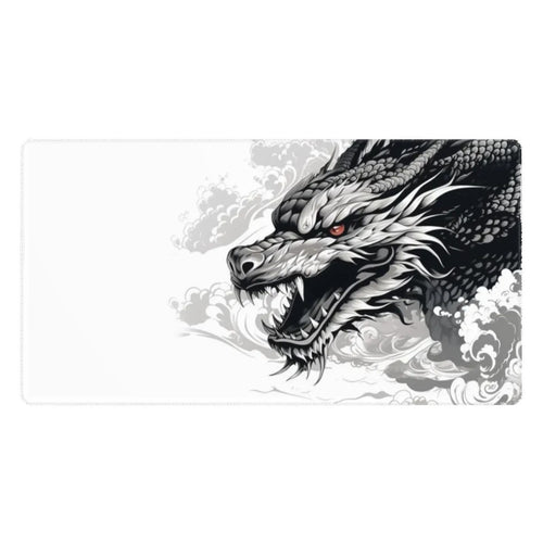 Dragon Ink Desk Mat | Japanese Gaming Mouse Pad | Ink Art Desk Decor